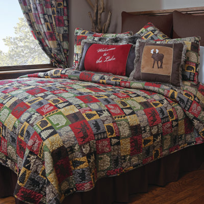 Ensemble de courtepointe réversible 100% coton Cabin in the Woods
