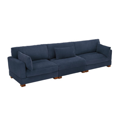 Maelina 3 - Piece Upholstered Corduroy Modular Sectional Sofa with Pillow Back and Solid Wood Legs