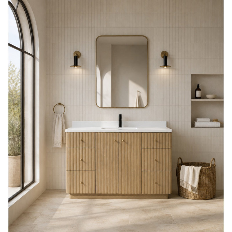 La Jolla 55'' Single Bathroom Vanity With Engineered Stone Top