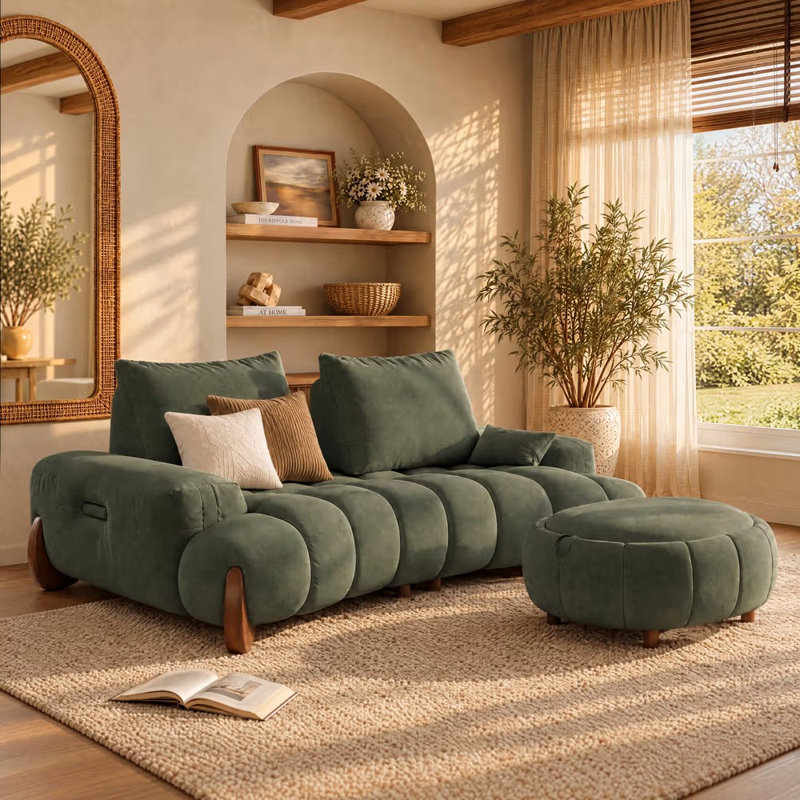 85 " Velvet Reclining L-Shaped Sectional