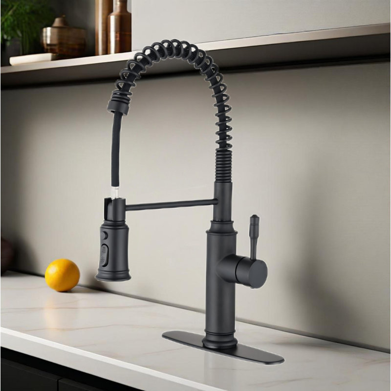 Robinet de cuisine tactile avec douchette extractible, Noir mat