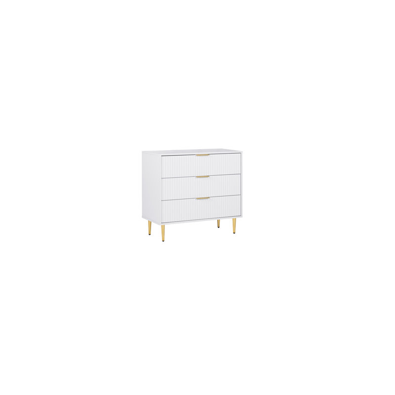 Bethzaida 3 Drawer Fluted Chest, White