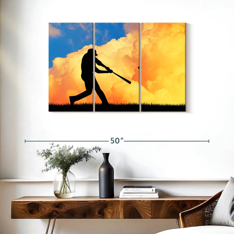 Baseball Sireci au coucher du soleil, H 24 po x l 38 po
