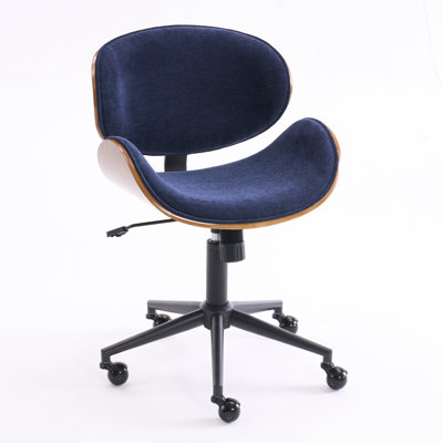 Upholstered Office Chair Adjustable Height Desk & Task Chair With Bentwood Chenille Swivel Chair With Metal Frame