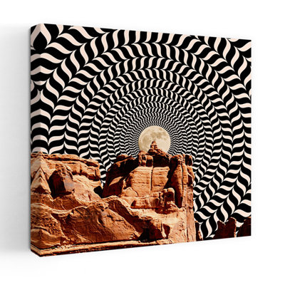 Contemporary Art Abstract Retro Vintage Landscape Nature Art