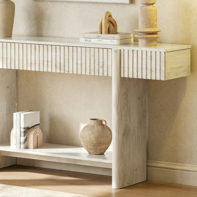 Console scandinave, 32.3" H x 55.1" W x 11.8" D, White, White, White