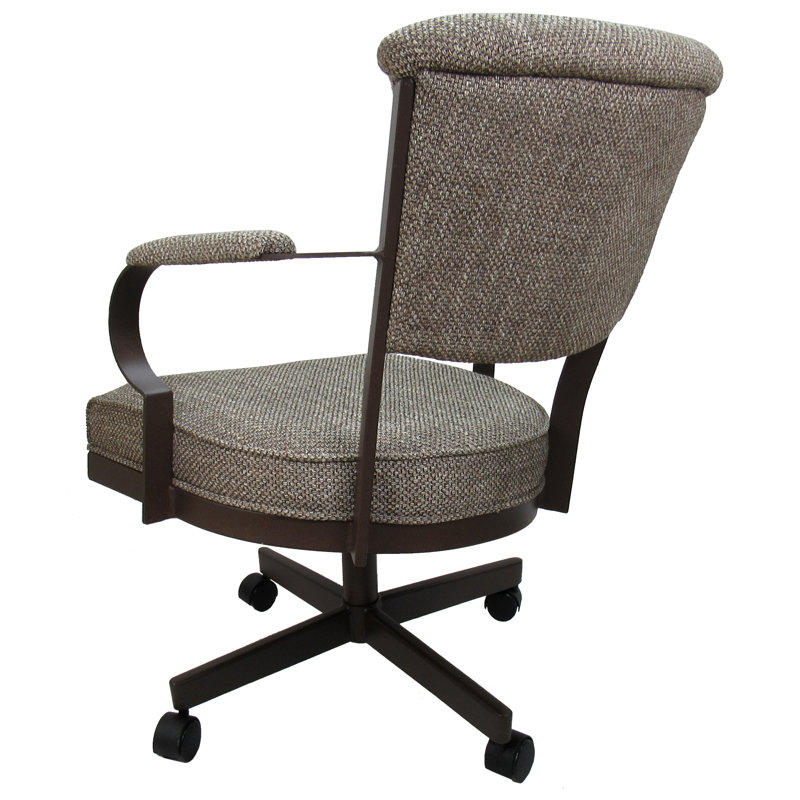 Metal Dining Caster Chair with Arms, Plumley Cocoa, Brown