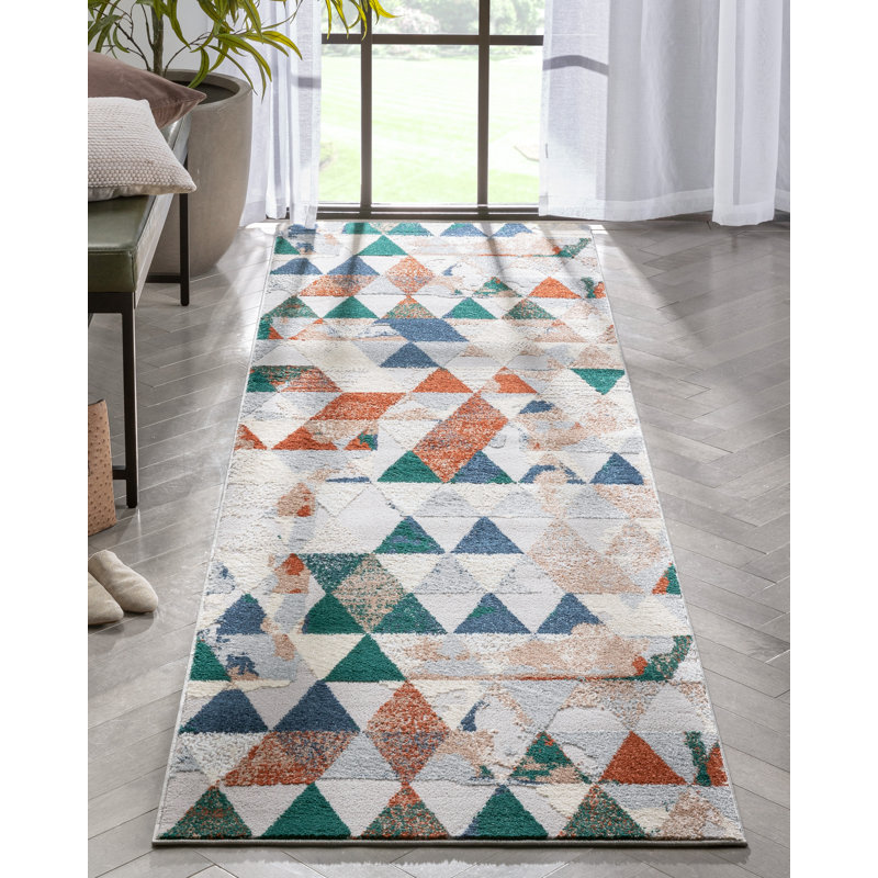 Leona Geometric Synthetic Area Rug, Runner 67 x 220cm