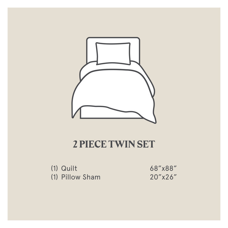 Indigo Blue Cotton Twin Reversible Quilt Set