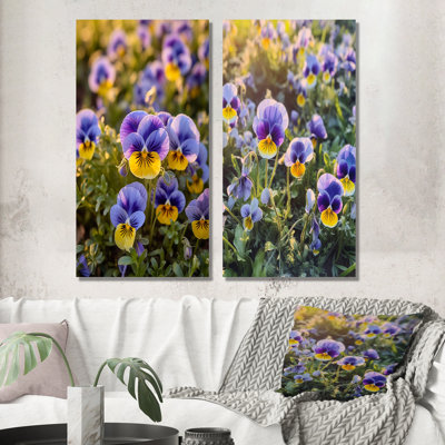 «Purple Yellow Natures Pansies», 2 pièces sur toile