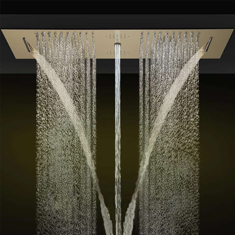 Lecce LED Musical Thermostatic Shower System Waterfall Rainfall Spa with Round Handheld Shower