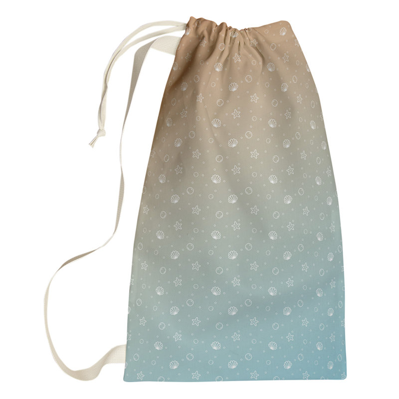 Sac à linge coquillage, Petit (H 64 po x l 20 po x P 1,5 po), Bleu / Orange