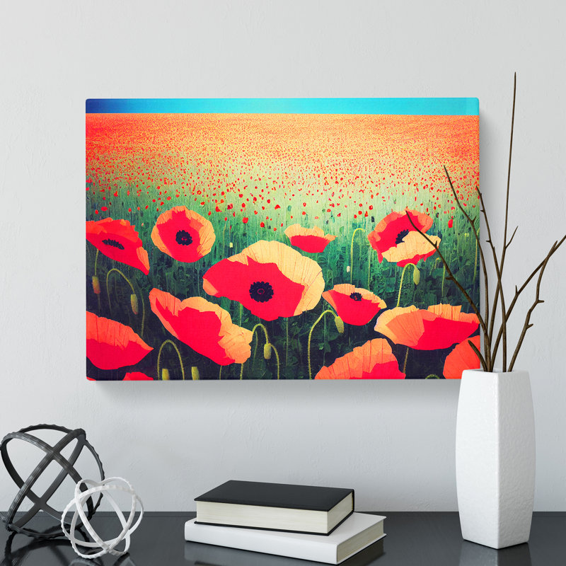 Cheerful Poppy Flowers - Wrapped Canvas