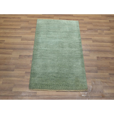 2'0" x 3'0" New Hand Knotted Green Wool Rectangle Oriental Rug - MOA10276600