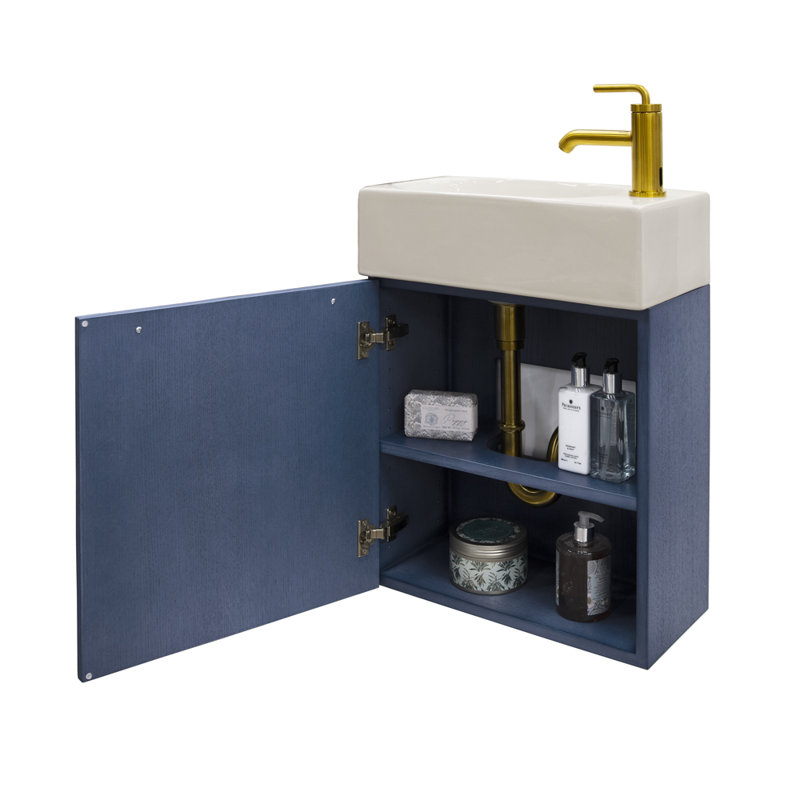 Marietta 19.75'' W Single Vanity, Matte White, Brushed Brass, 1