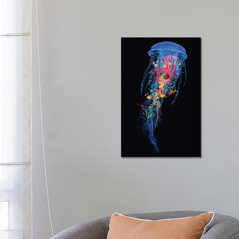 Electric Blue Jellyfish by David Loblaw - Wrapped Canvas Print, 66.04 cm H x 45.72 cm W x 1.91 cm D