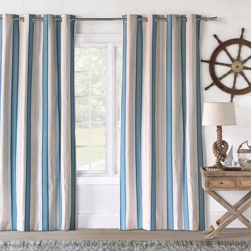 Maritime 100% Cotton Room Darkening Curtain Single Panel, 96" W x 84" L