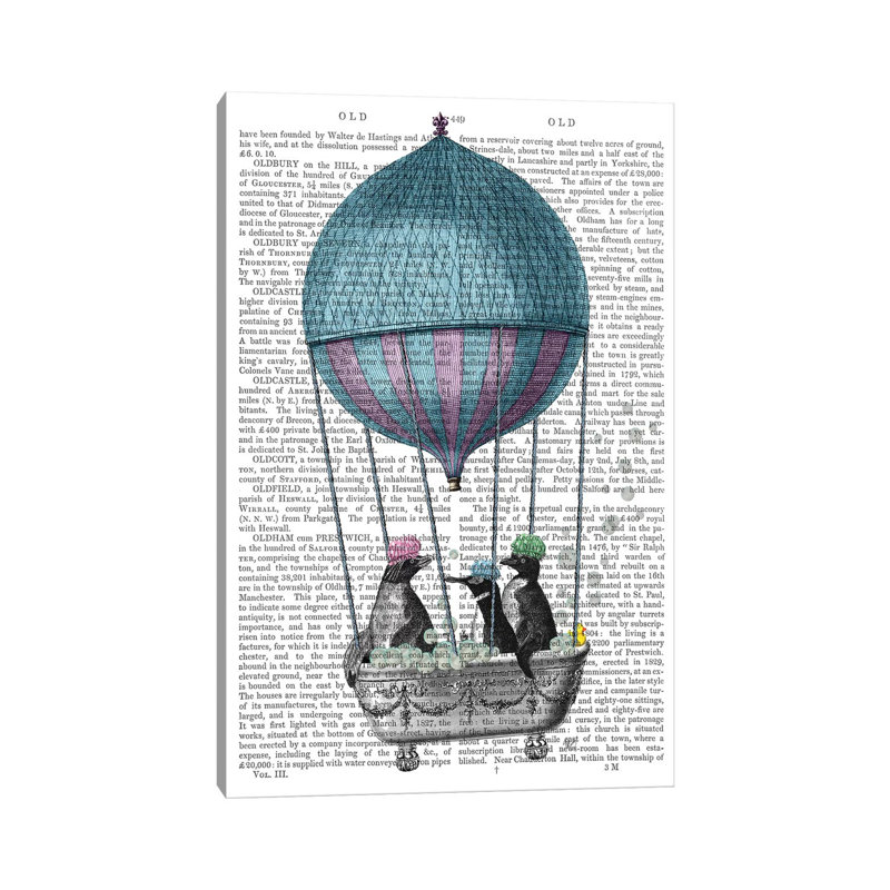 Penguins In Balloon Bath Book Print by Fab Funky - Wrapped Canvas Gallery-Wrapped Canvas Giclée, 20.32 cm H x 30.48 cm W