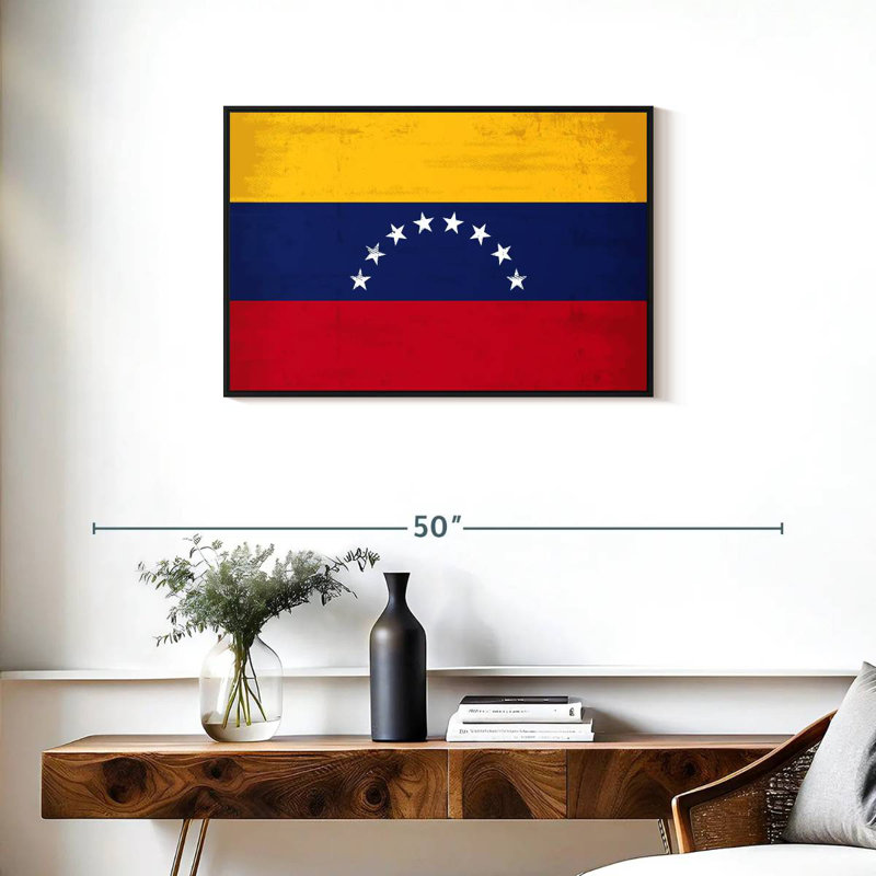 Venezuela Flag, Floating Frame Black, 31" X 21"