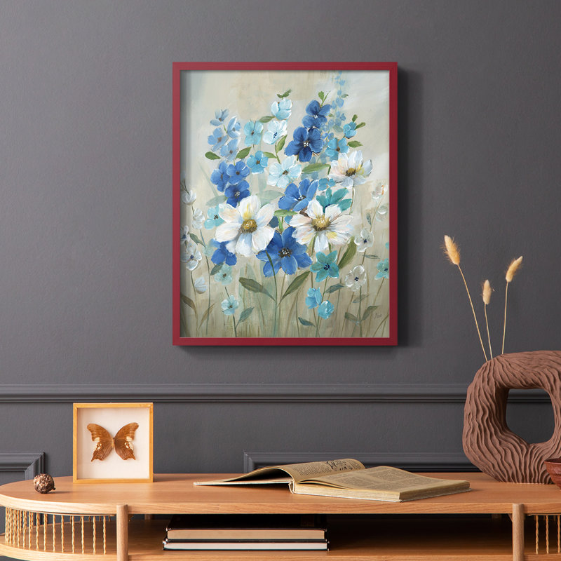 «Blue Garden II», reproduction encadrée - bois massif, Rouge, H 10 po x l 8 po