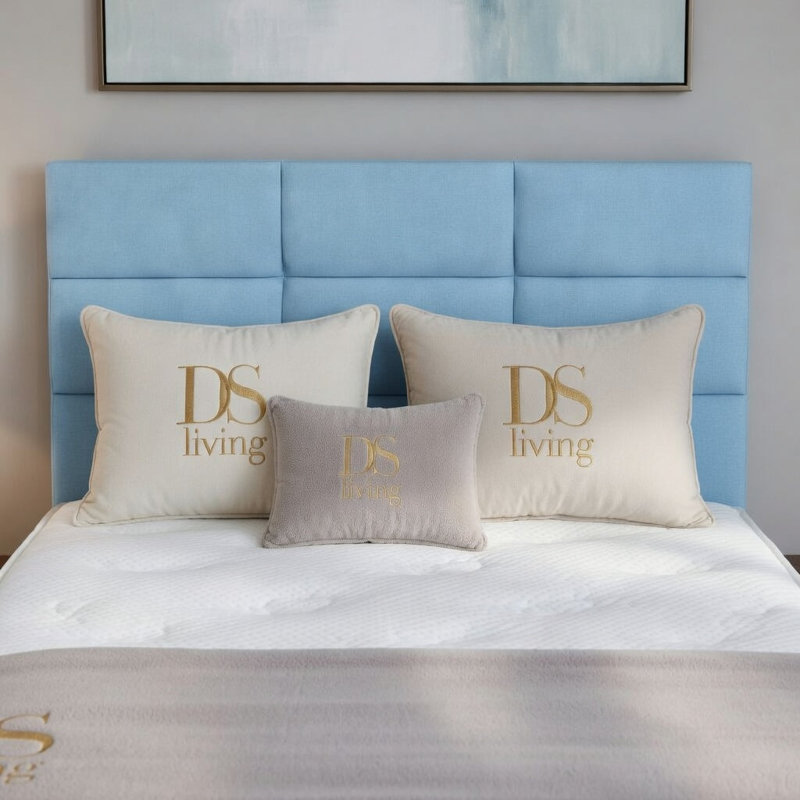 Alexzis Upholstered Bed, Super King, Sky Blue
