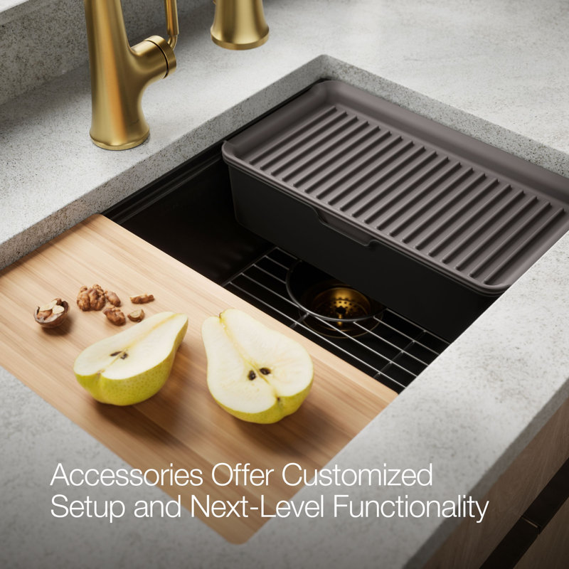 Billings Undermount Single-Bowl Workstation Kitchen Sink, Matte Black