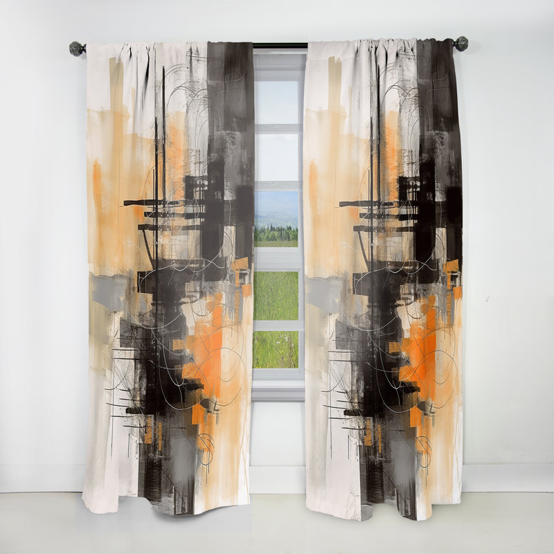 Abstract Design Shapes II - Rideau moderne - Velours obscurcissant - 1 panneau, L 52 po x L 95 po