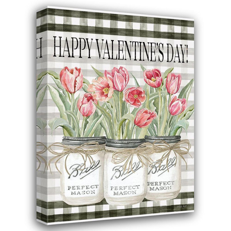 «Red Barrel Studio® Jacobs, Cindy Gallery, art sur toile tendue: Happy Valentines Day Tulips»