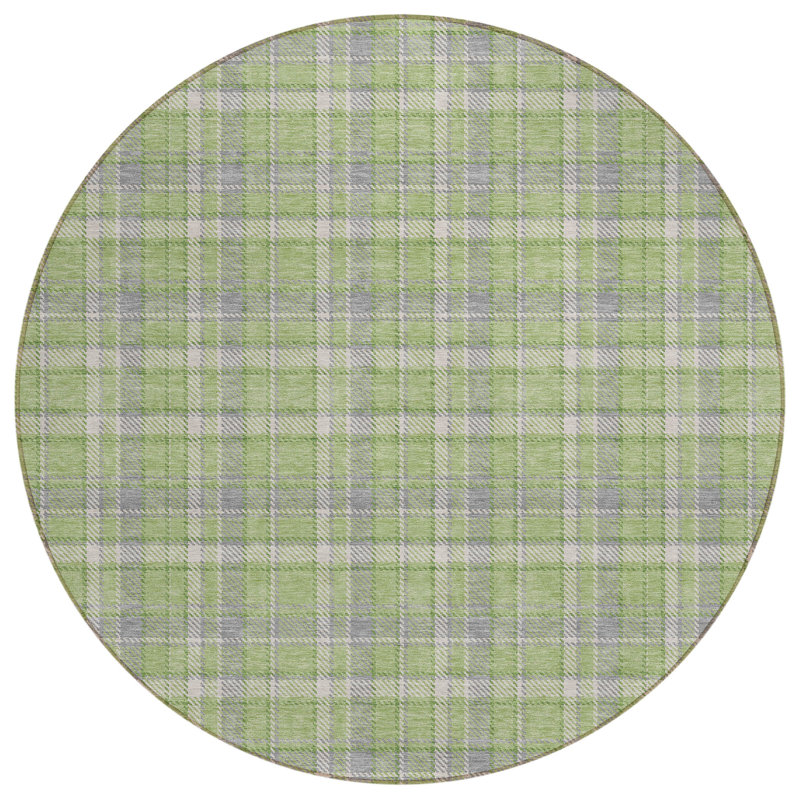 Plaid Indoor / Outdoor Rug, Round 8'