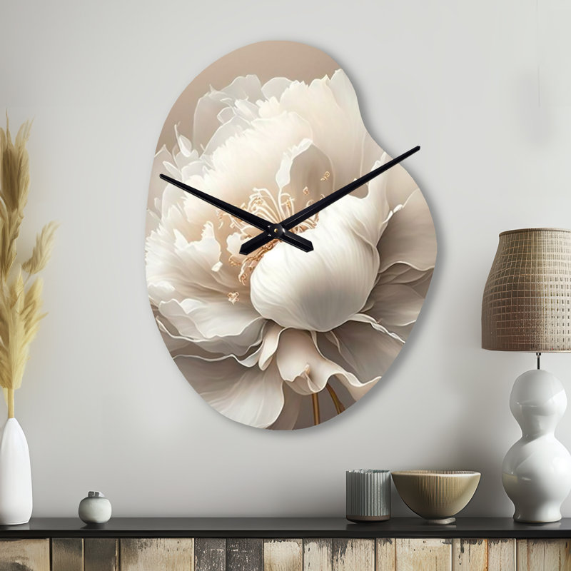 Fleur de pivoine VI - horloge murale de forme unique pivoines, horloge murale asymétrique moderne, Petit