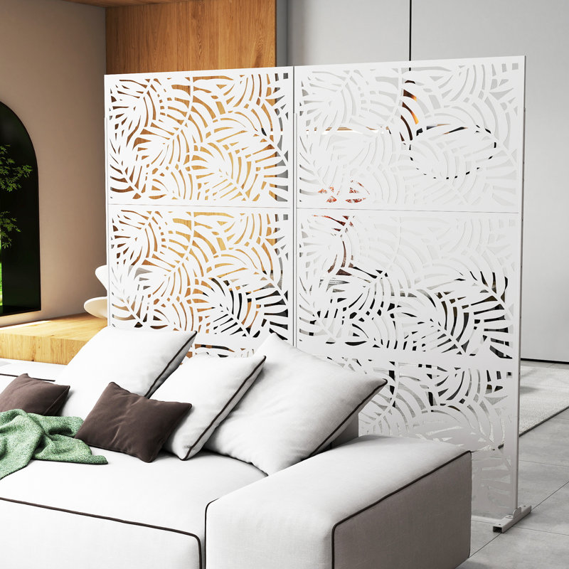 Panneau de clôture en métal 72 po x 47 po blanc, Blanc