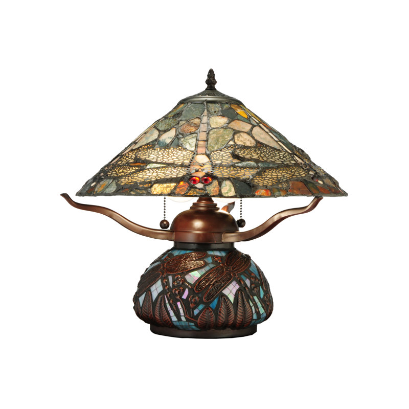 Dragonfly Cut Agata 16.5" Table Lamp