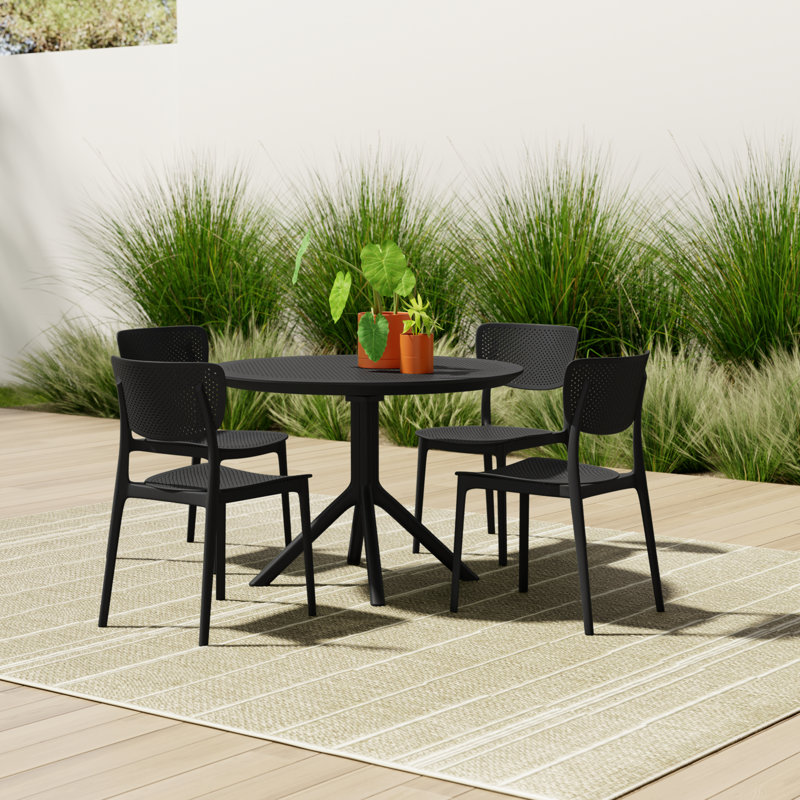 Farrah Lucy 5 Person Dining Set, Black