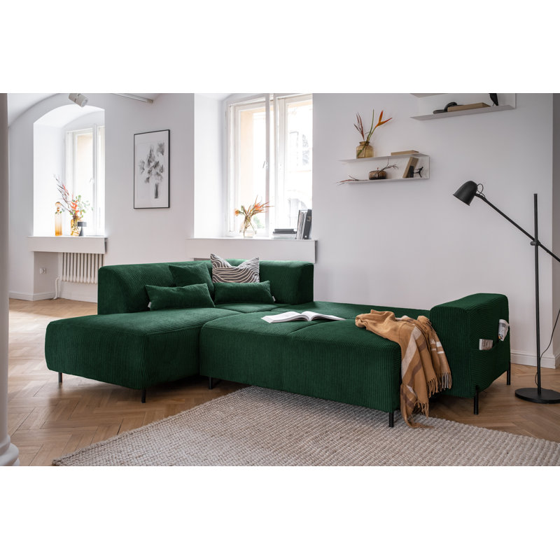 Cuddly Mia Corner Sofa Bed, Left facing, Bottle Green