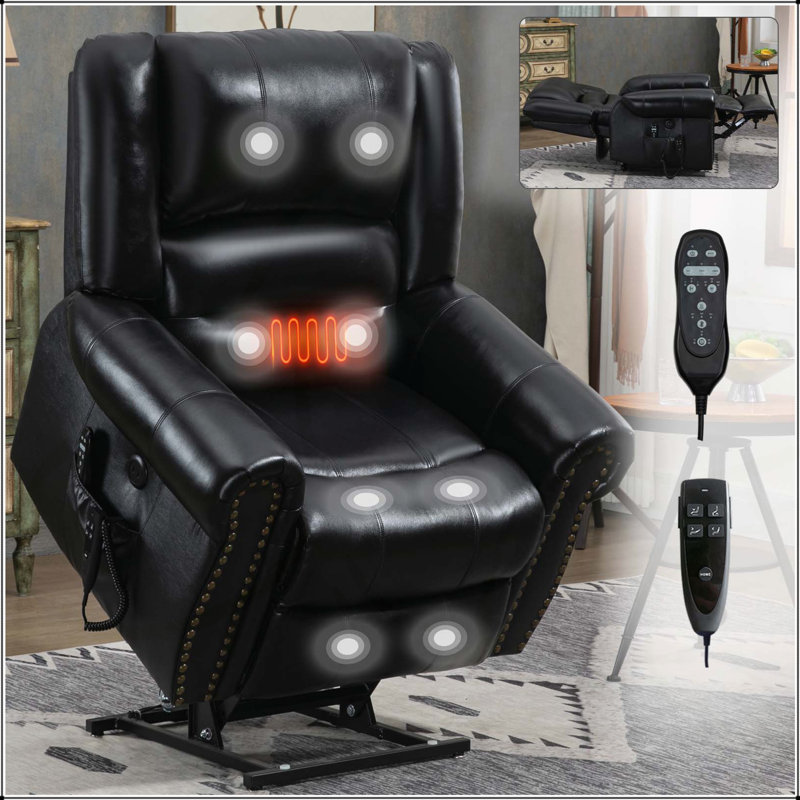 Power Lift Recliner Chair with Heat Massage and Dual Motor for Ultimate Comfort and Convenience, Antique brown