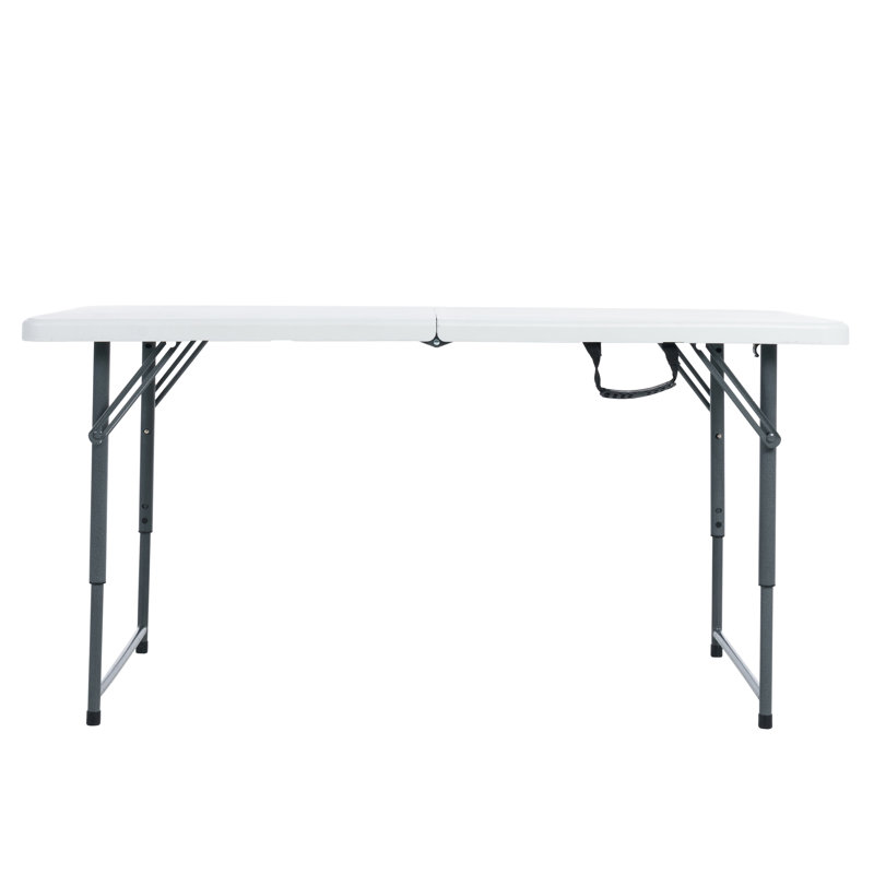 Gray Metal Frame Adjustable Height Folding Utility Table