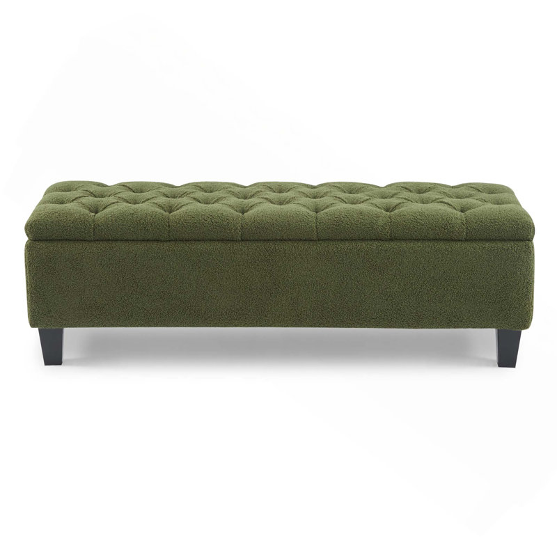 Multi-Functional Ottoman Bench With Smart Pressure Hinges And Ample Storage Solution For Tidy Spaces, Green