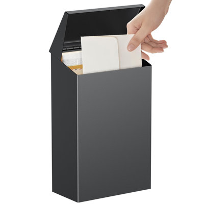 Wall Mount Mailboxes for Outside, Small Black Mailbox，Metal Drop Box, Suggestion Box, Donation box for Outdoor Office Home, (No Locking Mechanism)