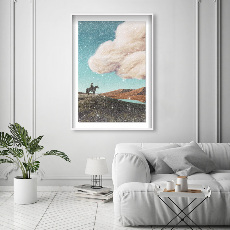 Cowboy Surreal Framed Graphic Art, 31.5"H x 21.5"W, White Shadowbox