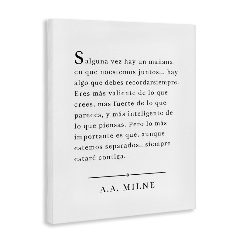 Siempre Contigo - A.A. Art mural Milne par lettré et doublé, H 20 po x l 16 po