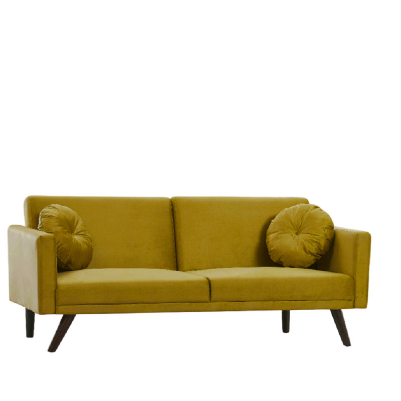 Ridgewood 72'' Velvet Convertible Sofa, Strong Yellow