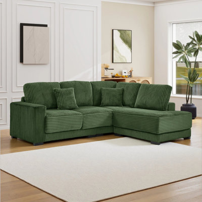 93" L Shaped Sofa Upholstered Soft Corduroy Sectional Couch With Reversible Chaise Lounge For Living Room, Apartment