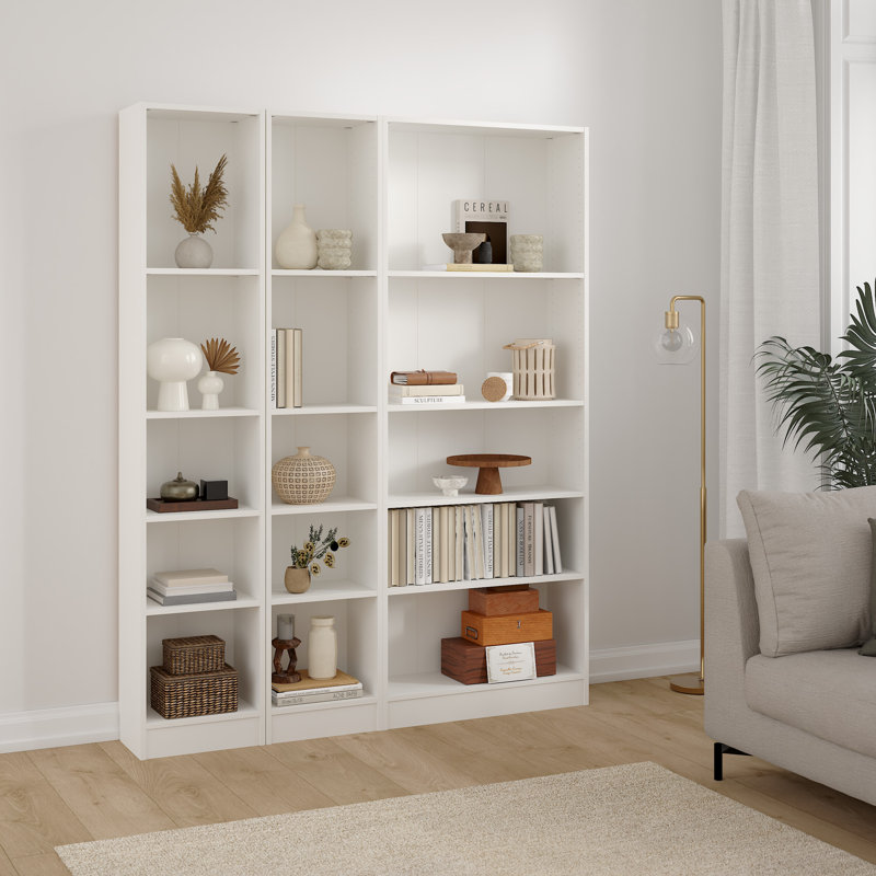 Darwen 3-Piece 80"H 5-Shelf Bookcase Set - Wide Bookcase and Narrow Bookcases Set of 2