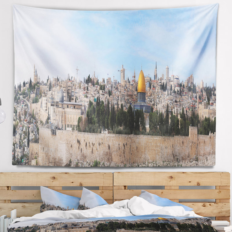 Photographie jérusalem paysage urbain tapisserie panoramique, H 32 po x l 39 po