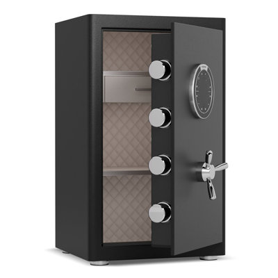 Coffre-fort de 2,8 pi³, sac, structure en acier robuste, clavier numérique, porte de 10 mm, verrous de 28 mm, étagère amovible, rangement à bijoux, double alarme, mode silencieux, idéal pour le bureau, les commerces, la maison, l'hôtel et les espaces commerciaux.
