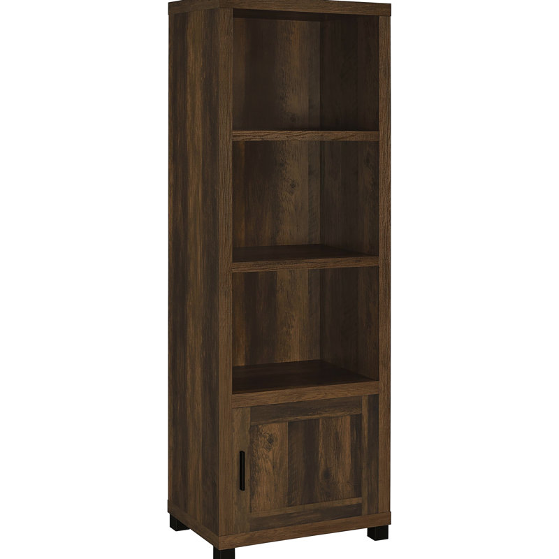 Tour média en bois d'ingénierie à 3 tablettes Dark Pine, conception peu encombrante, look rustique pour un divertissement fonctionnel dans les espaces restreints