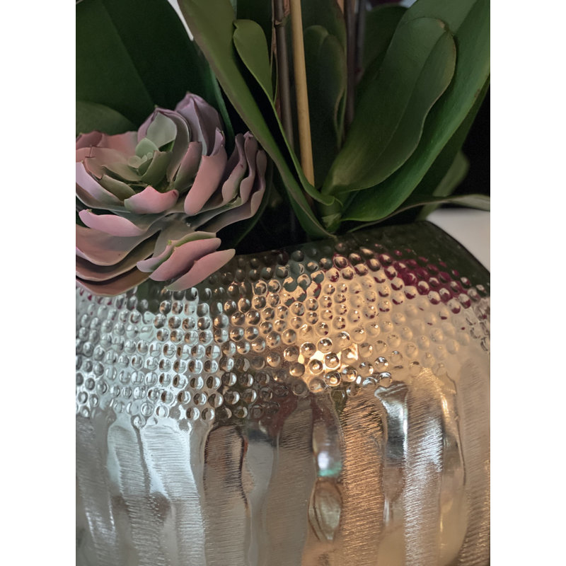 Olympian Phalaenopsis Orchids Centerpiece in Planter, Pink, Gold