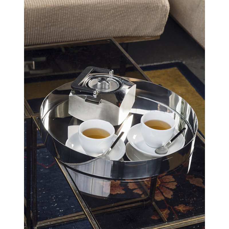 Centre de table rond en acier inoxydable, L 12,5984 po x l 12,5984 po