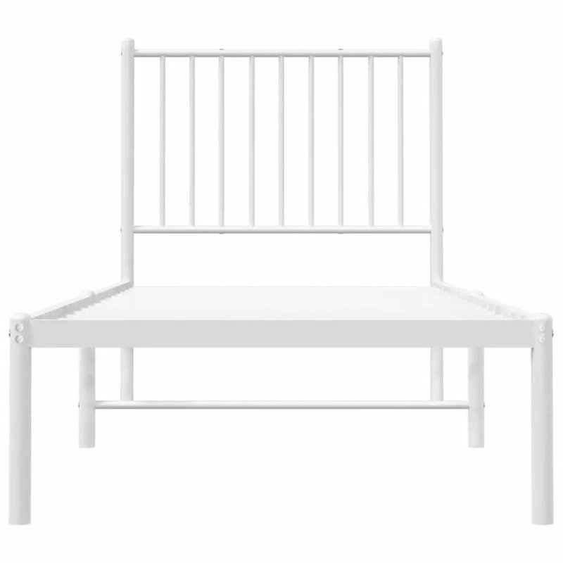 Structure de lit rectangulaire en acier thermolaqué blanc vidaXL, Petit simple (2 pi 6 po)