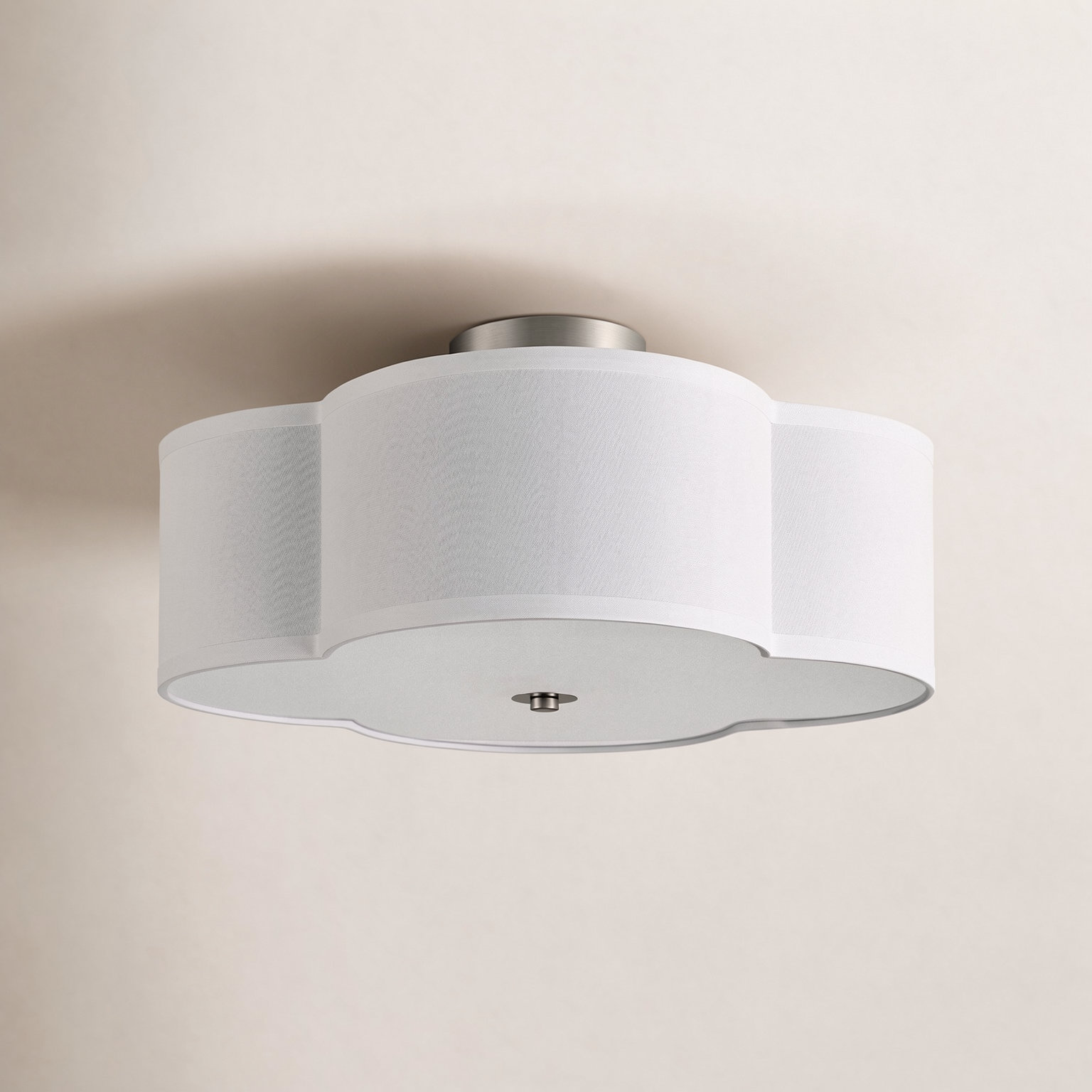 Venoy 4-Light Semi Flush Mount, Nickel, 6.9" H x 15.75'' W x 15.75" D